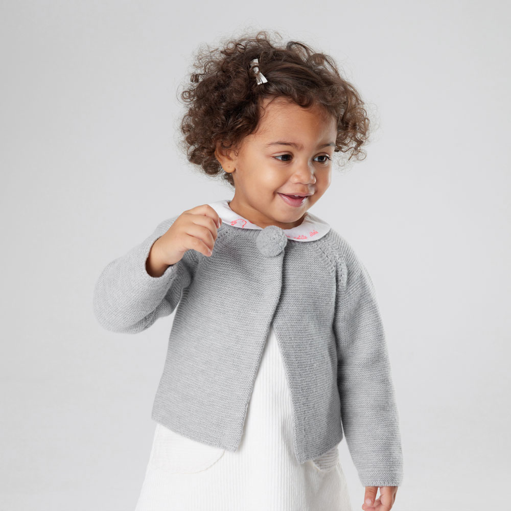 Cardigan bébé fille en point mousse