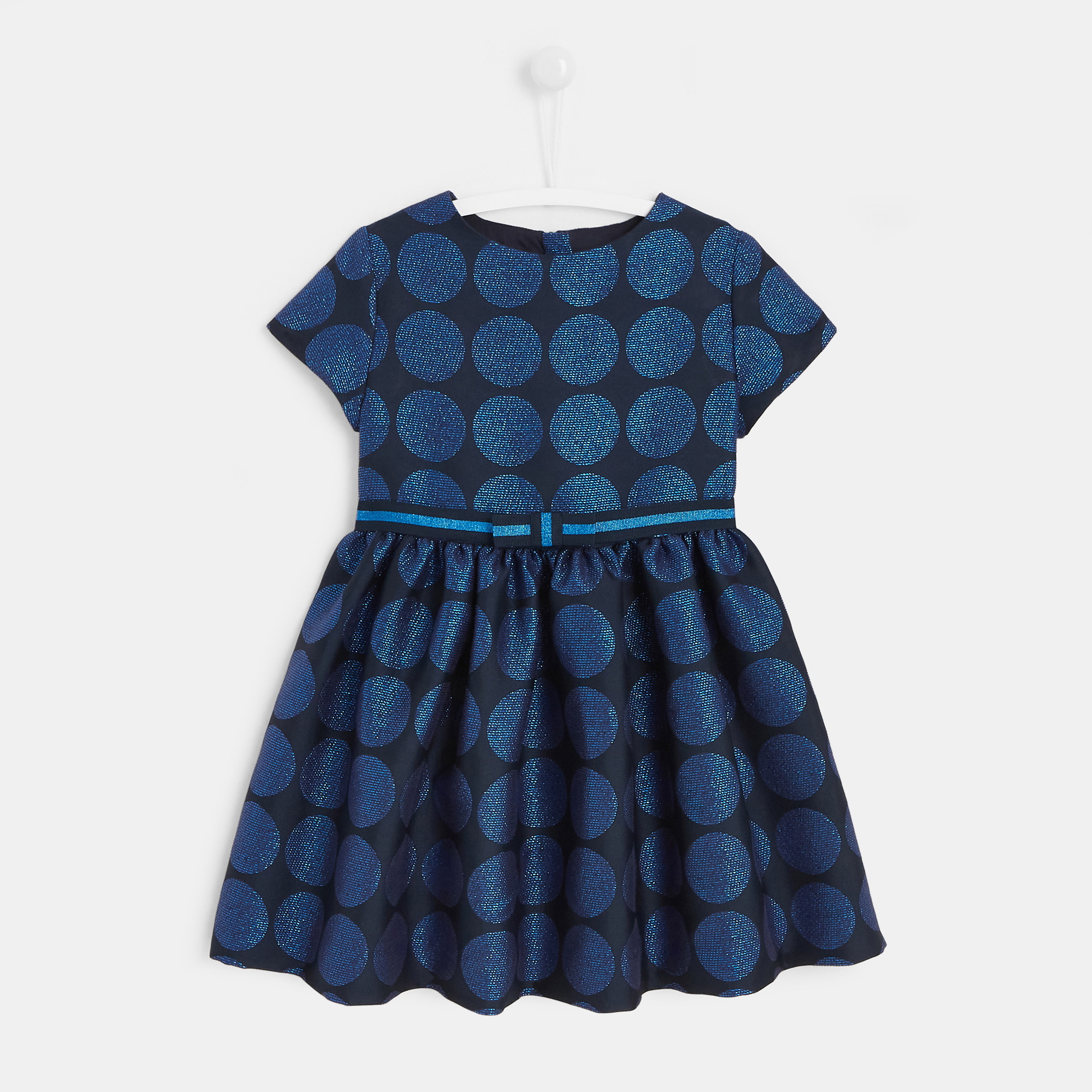 Robe de noël enfant fille jacquard pois