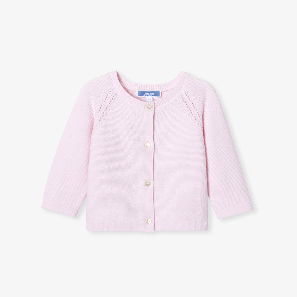 Cardigan bébé fille en point mousse