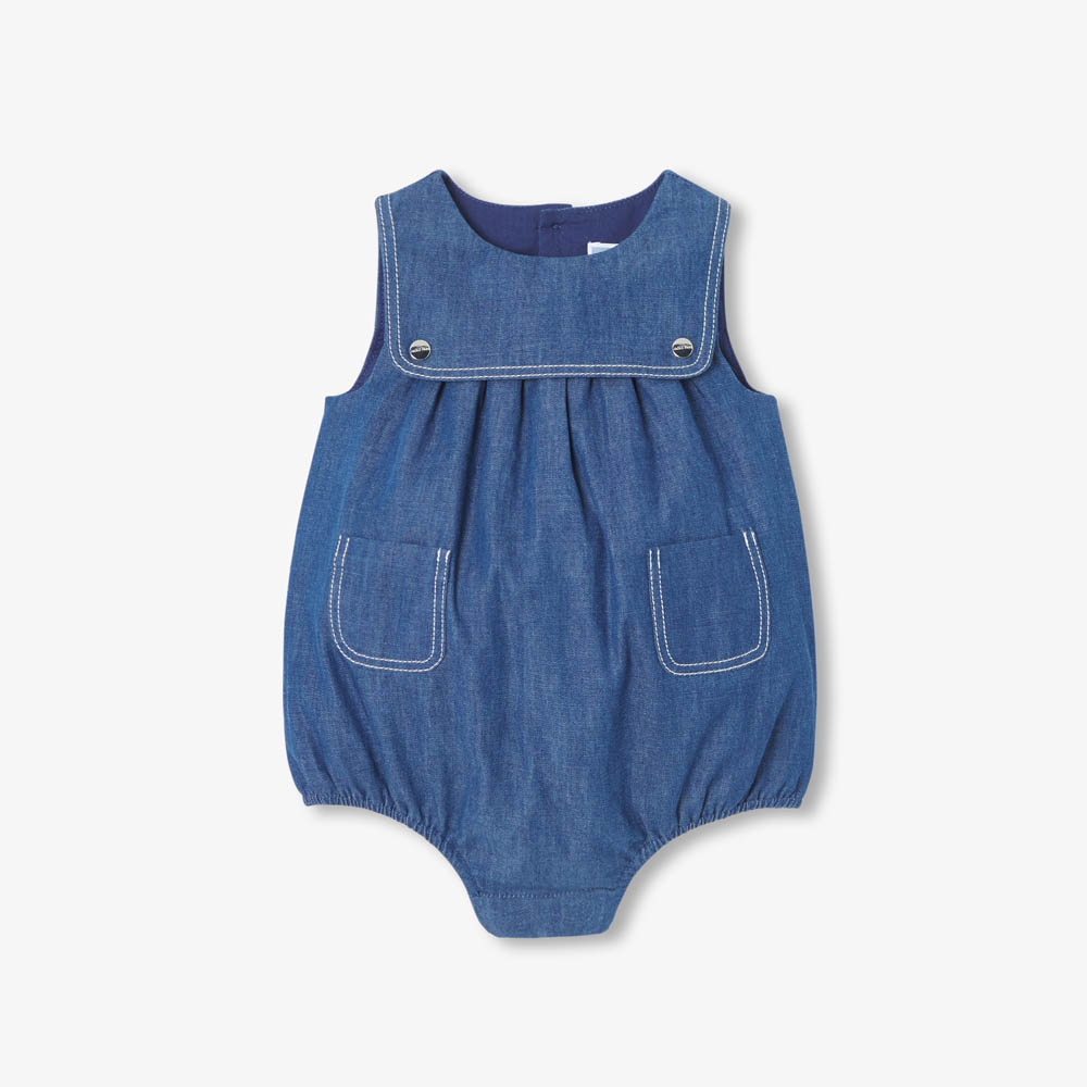 Barboteuse bébé en denim léger