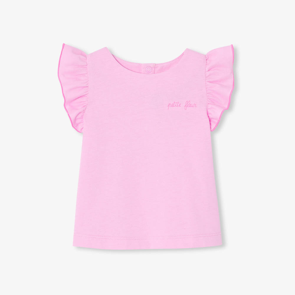 T-shirt bébé fille manches volantées