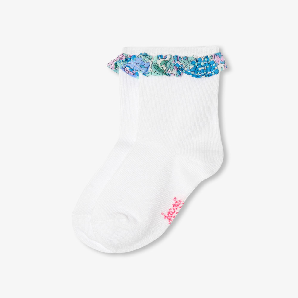 Chaussettes enfant fille à volant en tissu Liberty