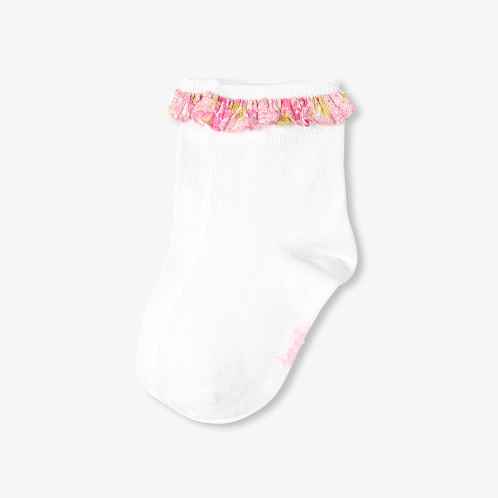 Chaussettes enfant fille à volant en tissu Liberty