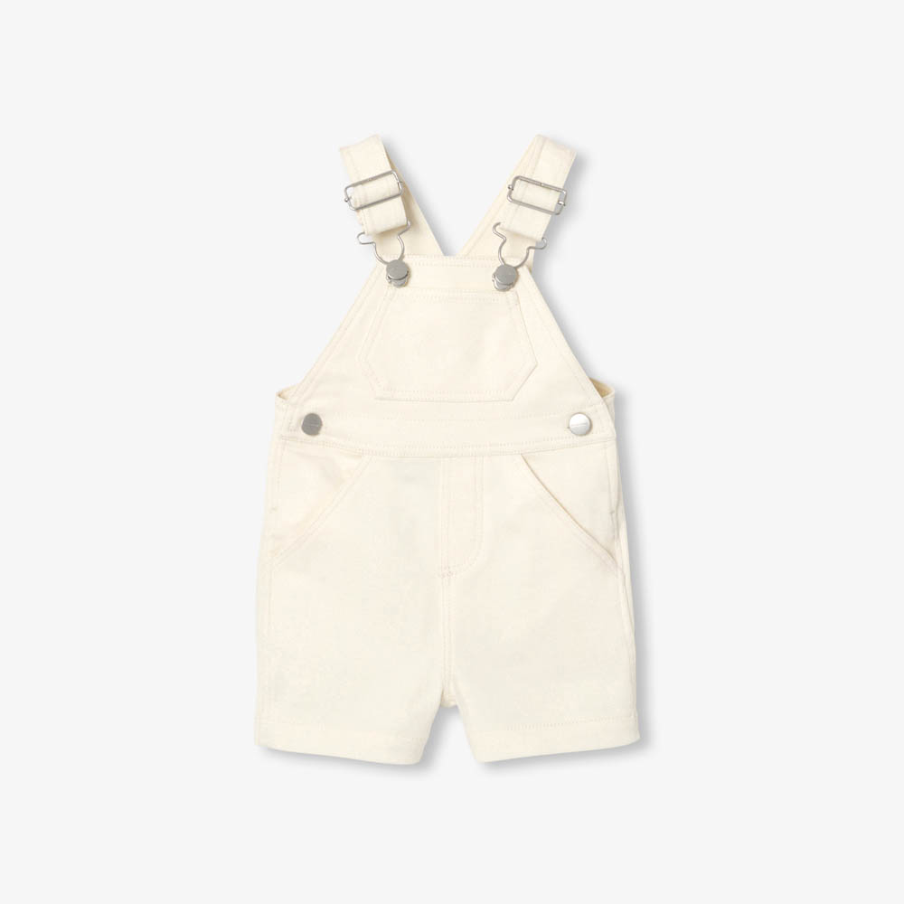 Salopette short bébé en jean écru