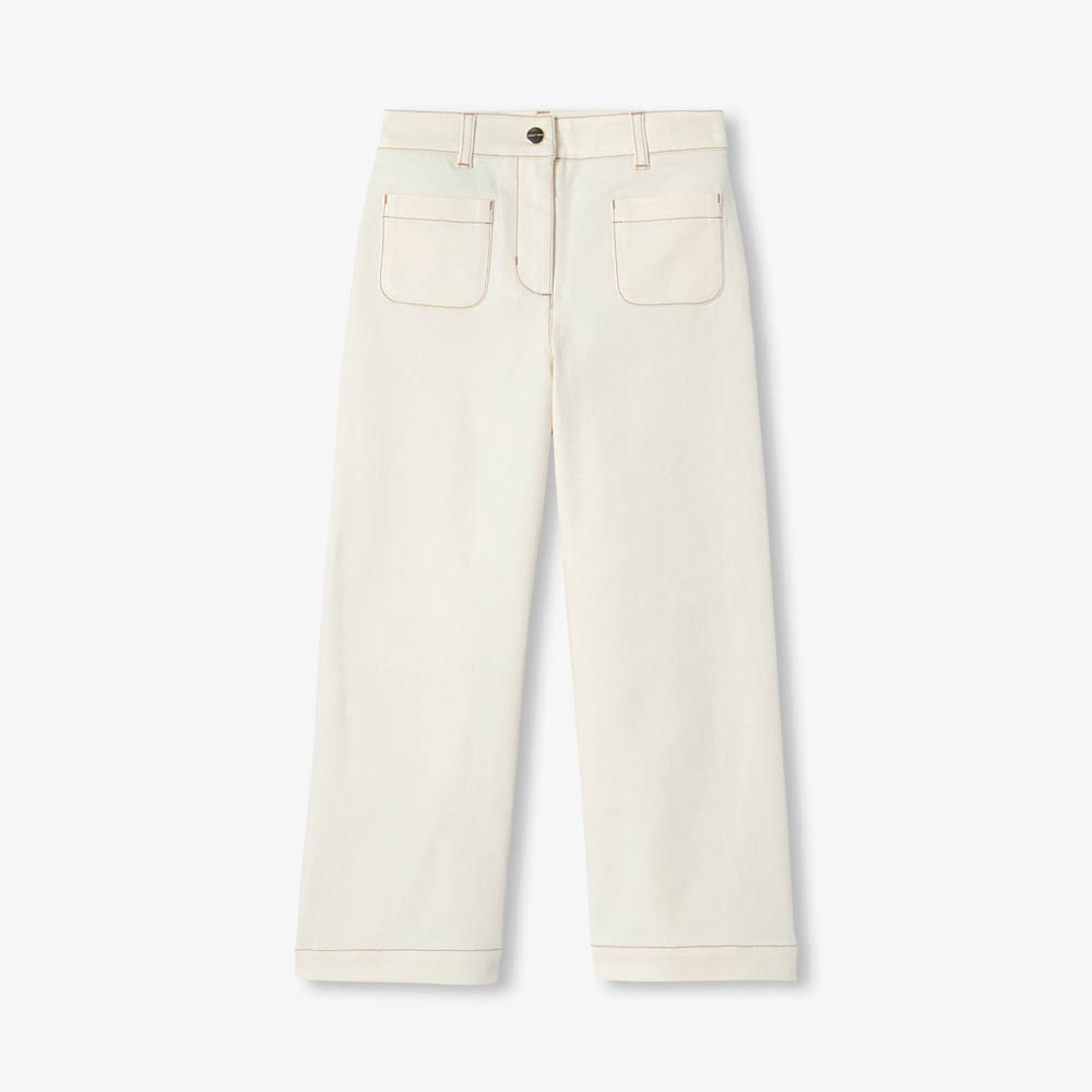 Pantalon large fille en twill stretch