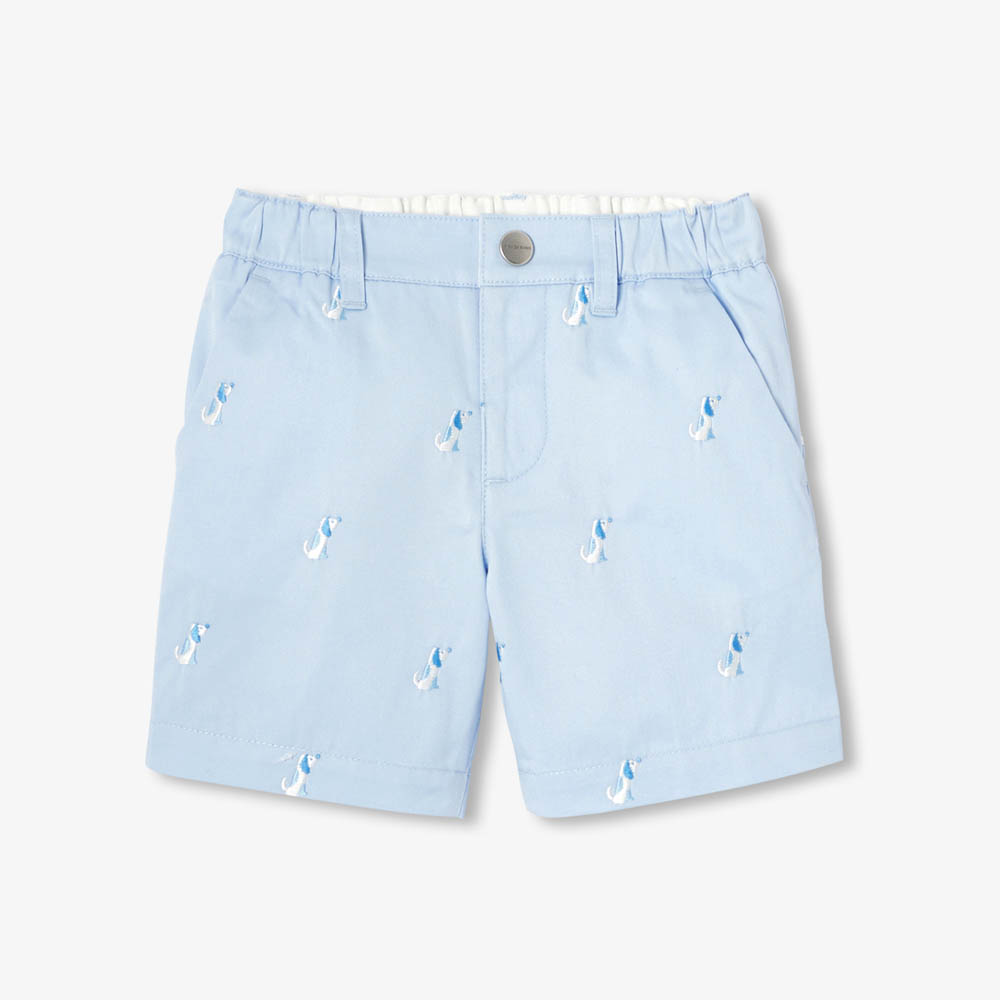 Short bébé garçon en twill brodé petits chiens