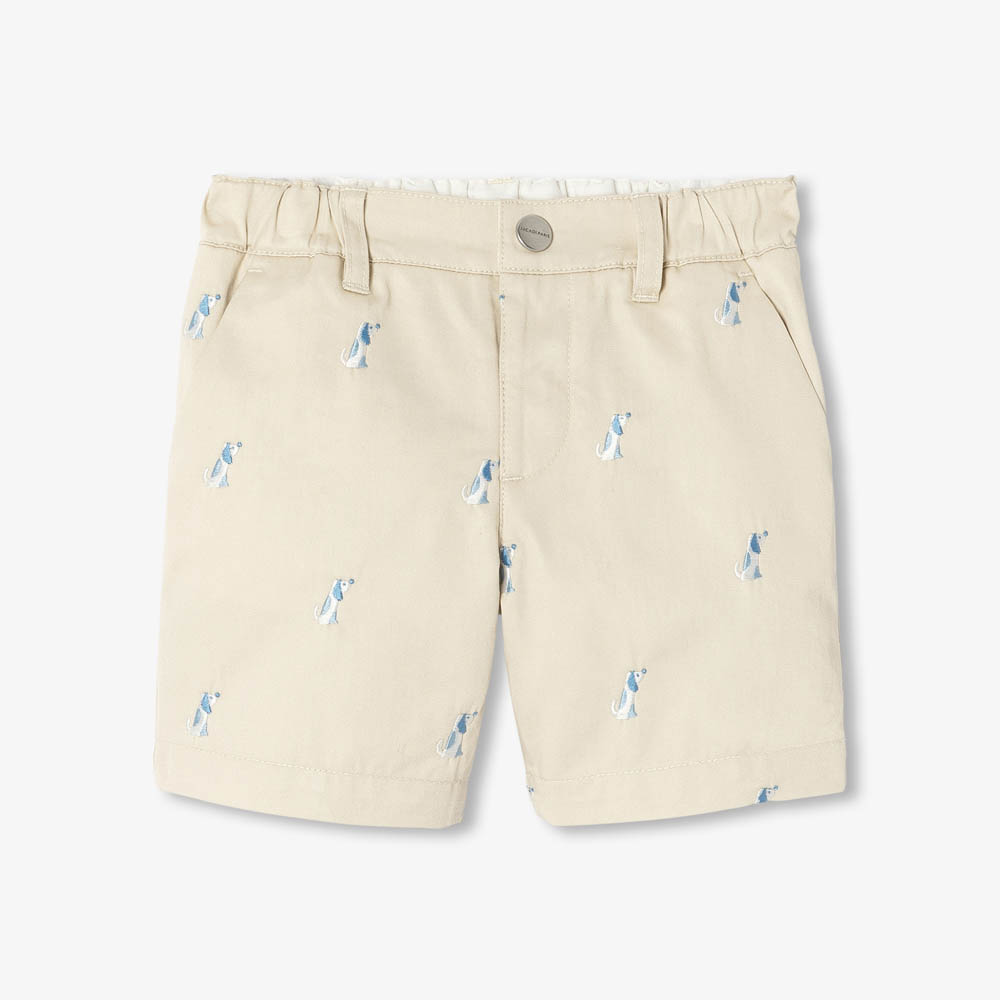 Short bébé garçon en twill brodé petits chiens