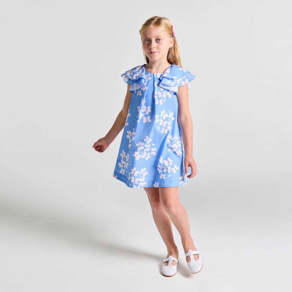 Robe enfant fille en popeline à imprimé floral