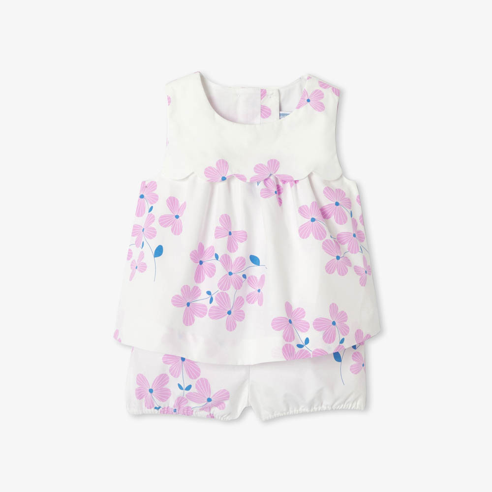 Ensemble short bébé fille en popeline