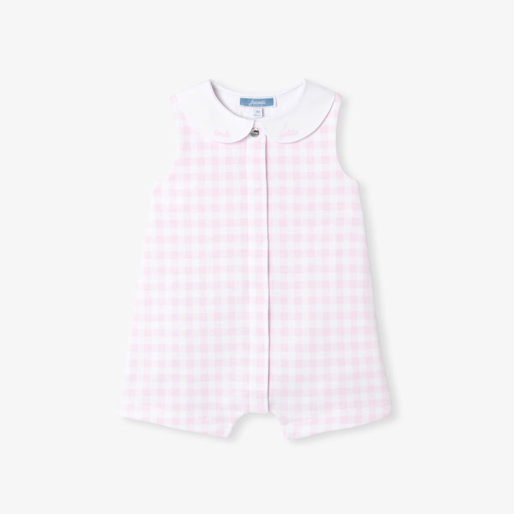 Barboteuse bébé fille en jersey de coton vichy