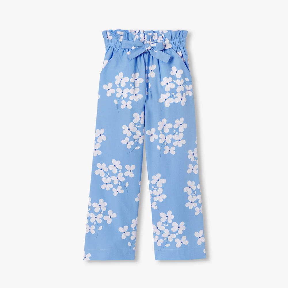 Pantalon large enfant fille en popeline imprimée