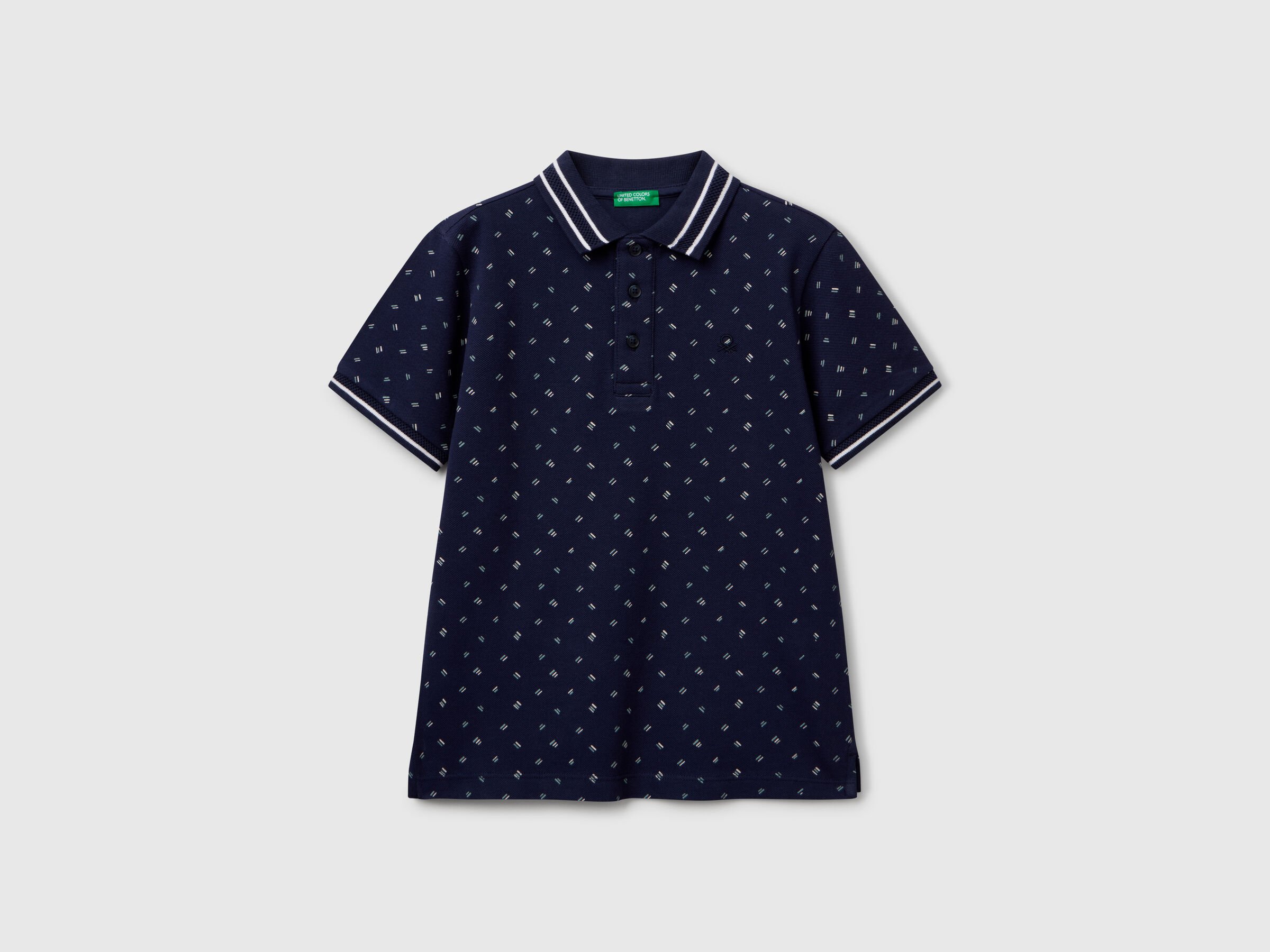 Polo à micro motif en pur coton