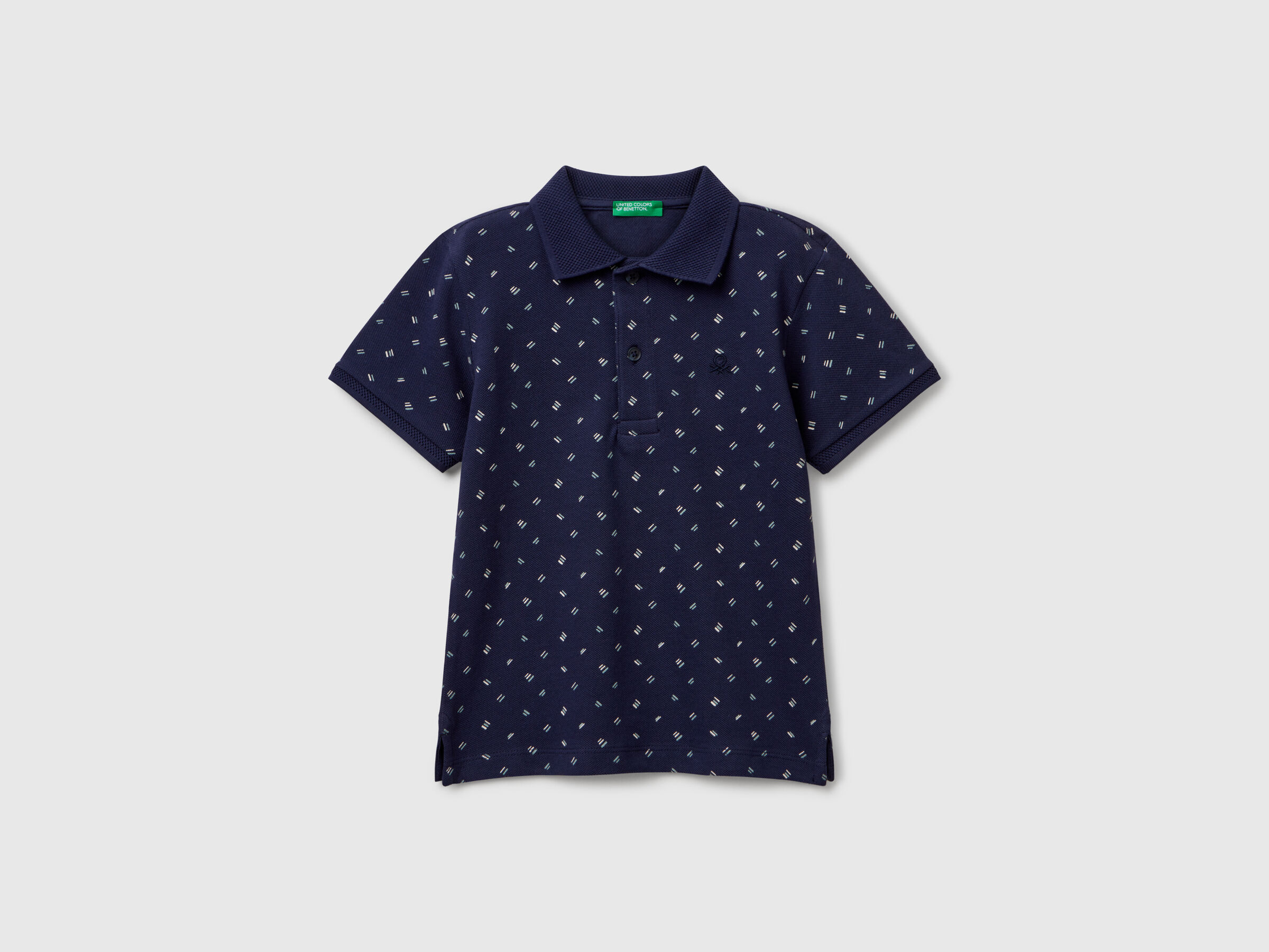 Polo à micro motif en pur coton