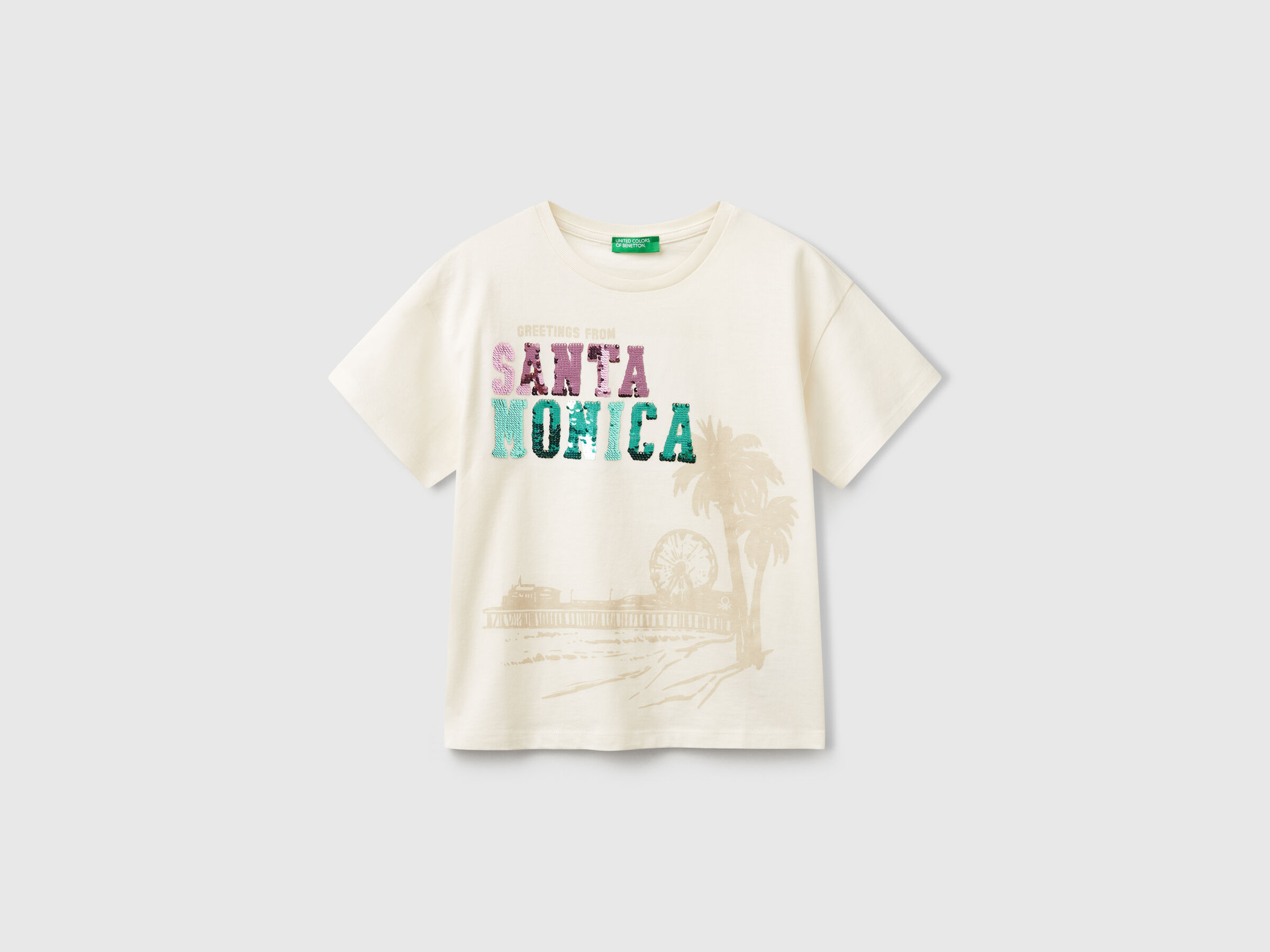 T-shirt avec imprimé et paillettes