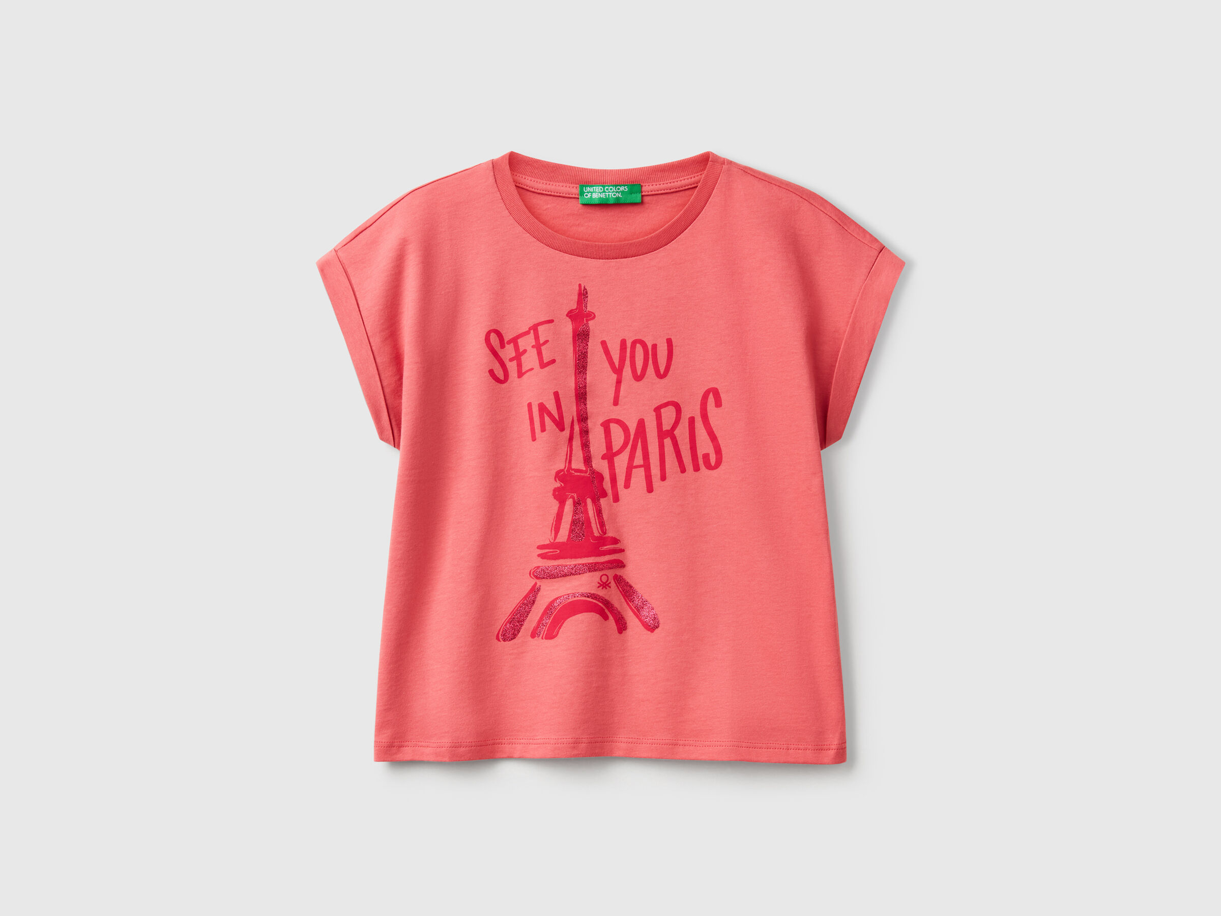 T-shirt coupe boxy avec imprimé et paillettes