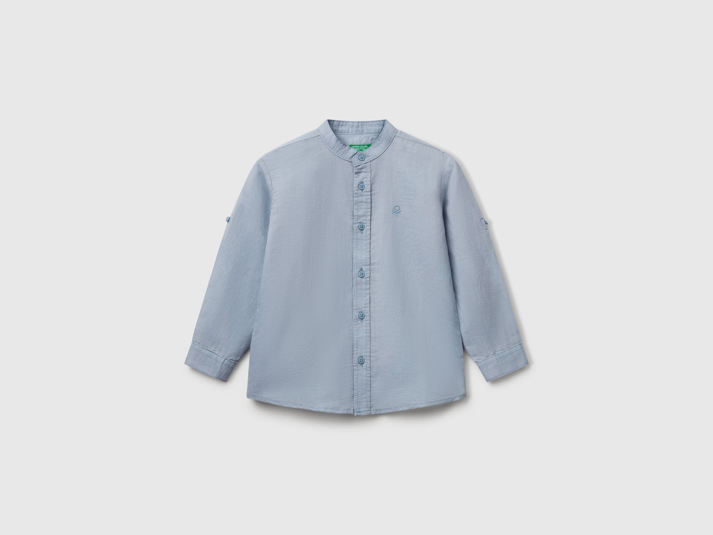 Chemise mandarine en lin mélangé