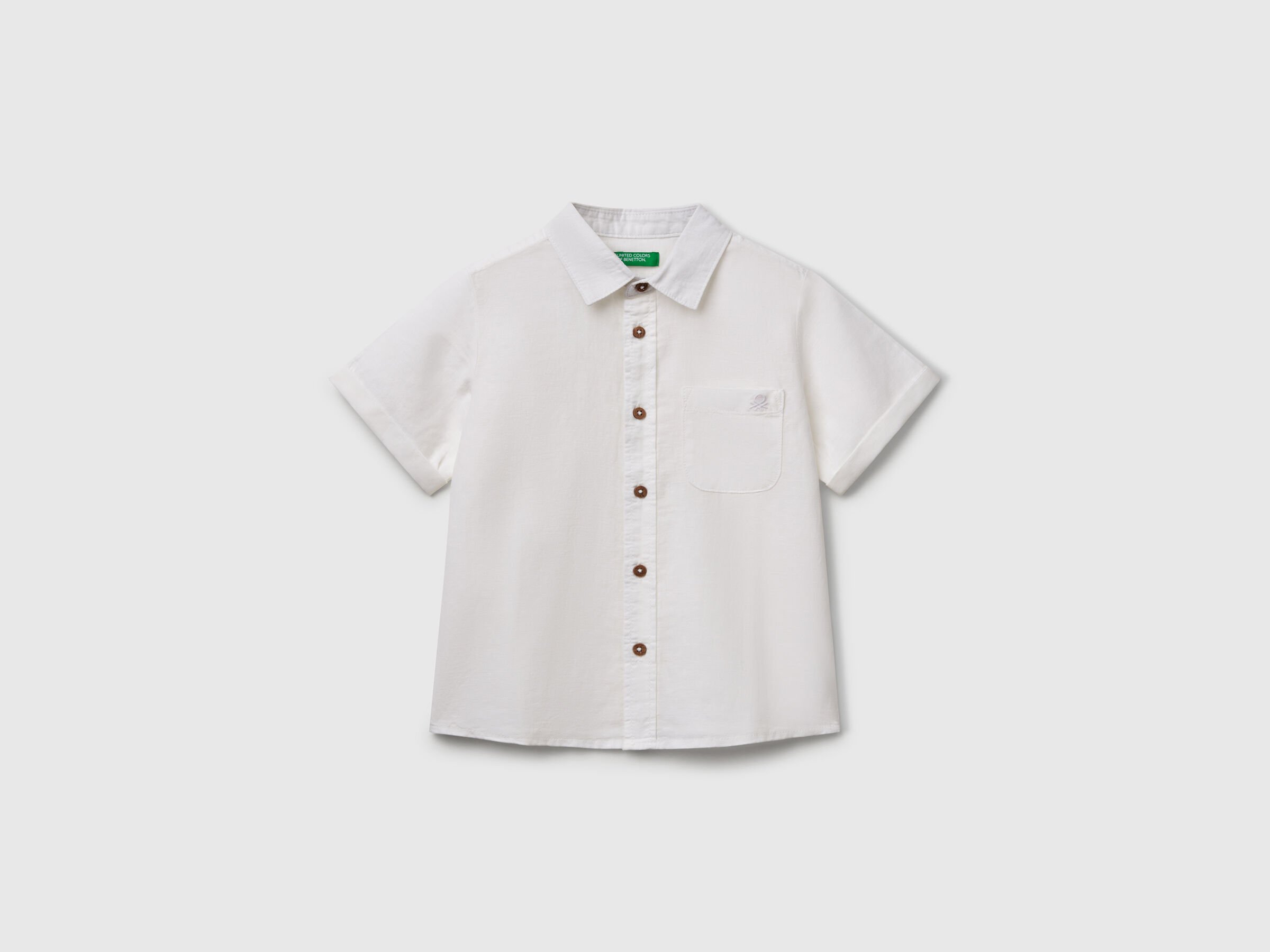 Chemise à manches courtes en lin mélangé