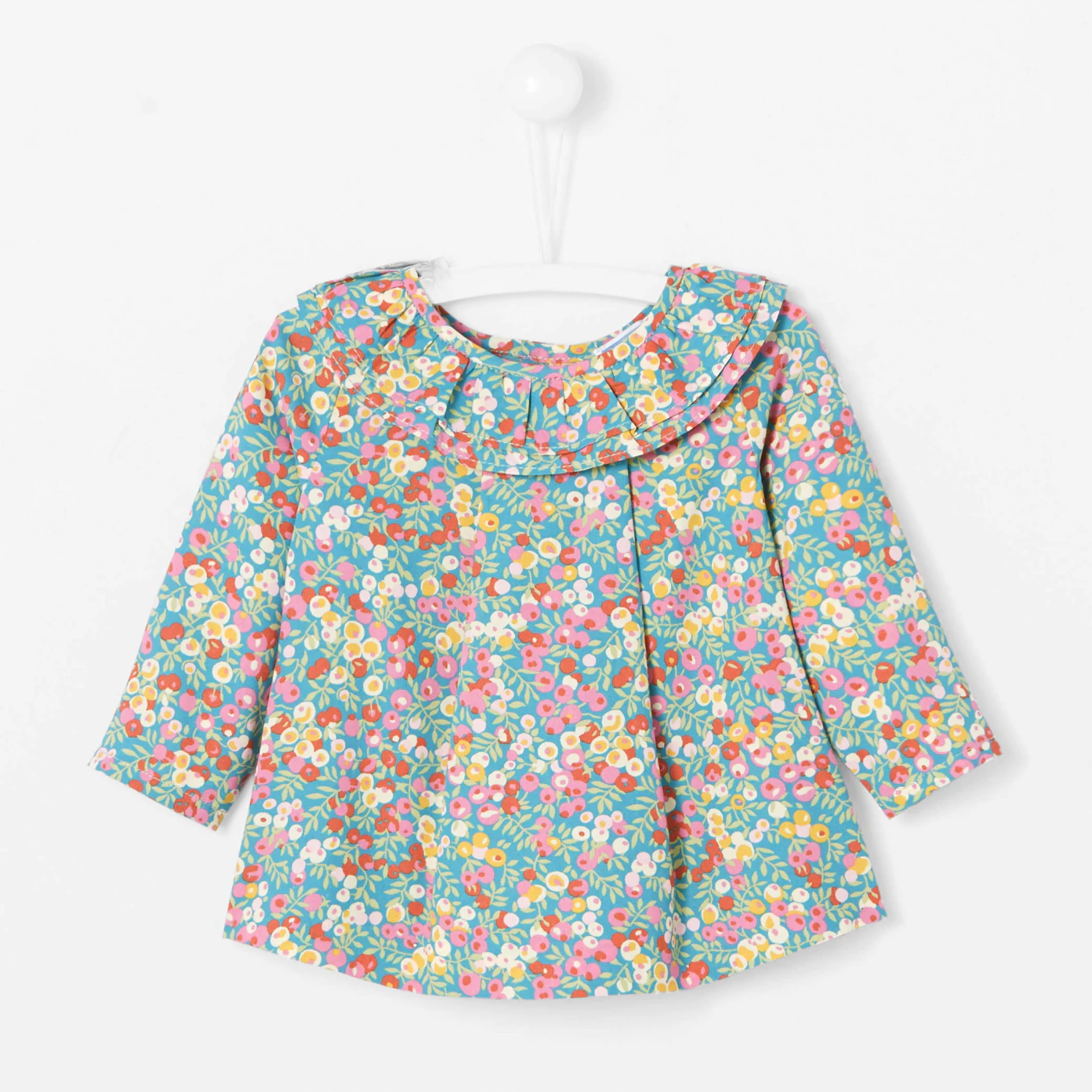 Blouse bébé fille en Liberty bleu